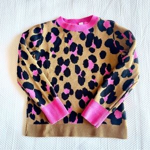 Stylish GAP Pink/Tan/leopard Girls Sweater, Size SMALL